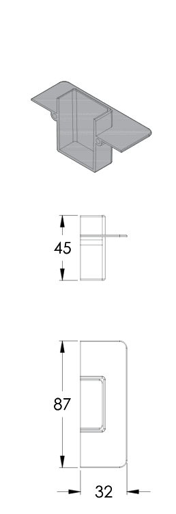 Invisible end cap for manual tracks made with the profile and pulley of the electric mechanism