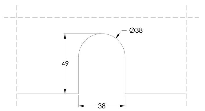 Cut-out for the end cap (back)