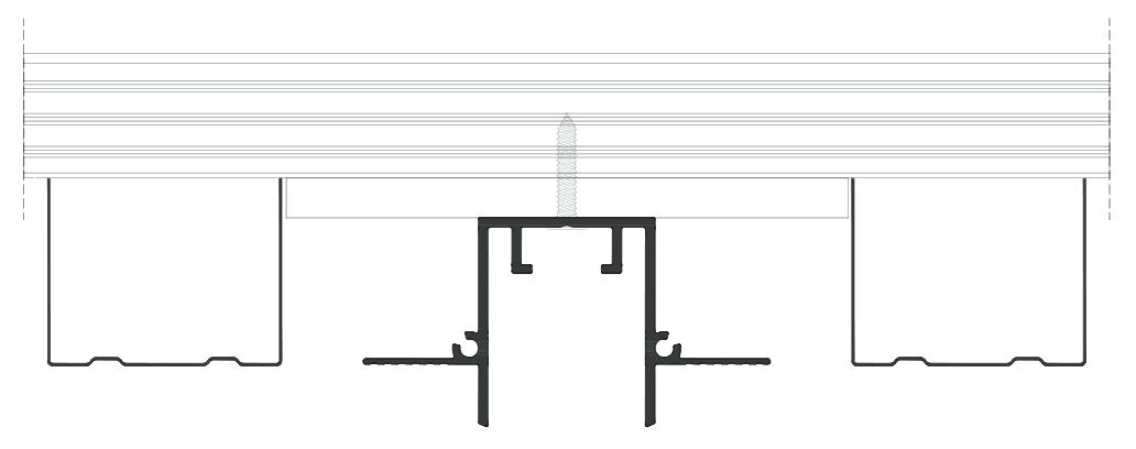 Section: the guide screwed to the ceiling frame.
