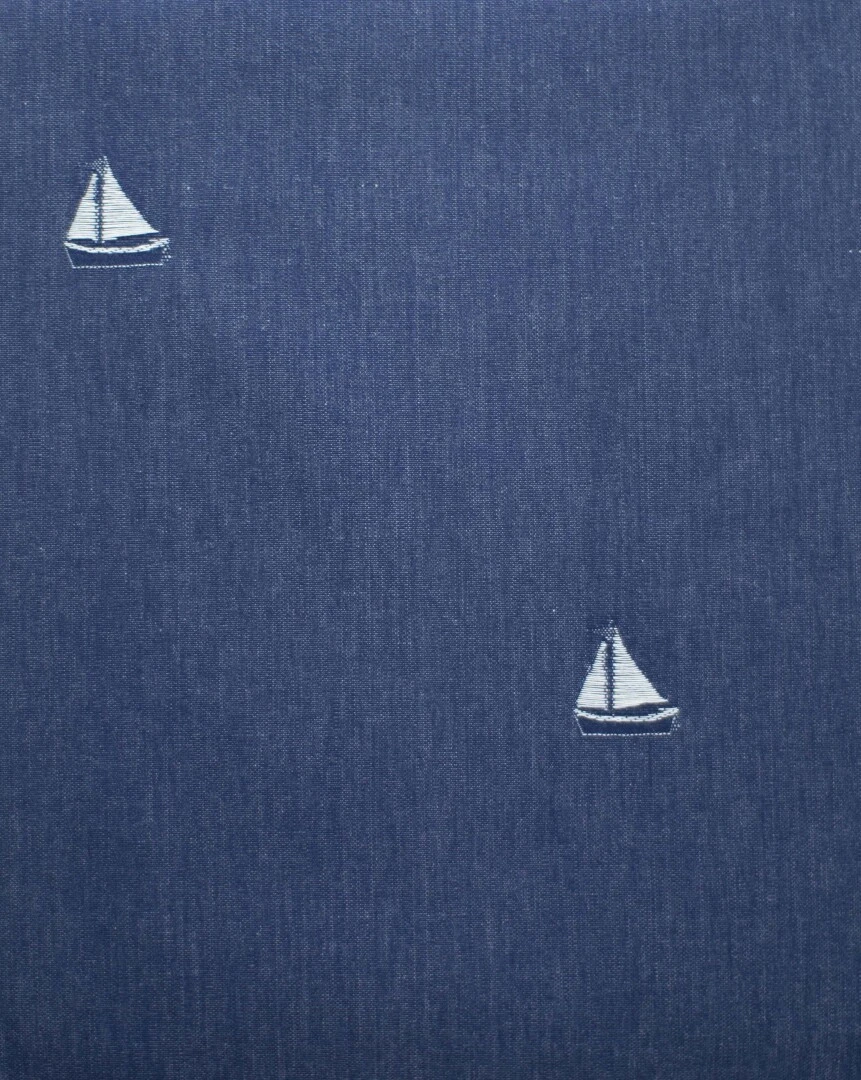 Ύφασμα ΒΑΜΒΑΚΕΡΟ ΜΠΛΕ ΜΕ ΣΧΕΔΙΟ ΚΑΡΑΒΙ 1