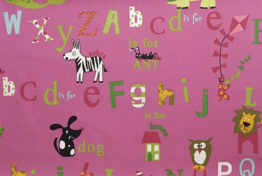 Ύφασμα Κρετον Alphabet 2469 Pink 200 EN 1